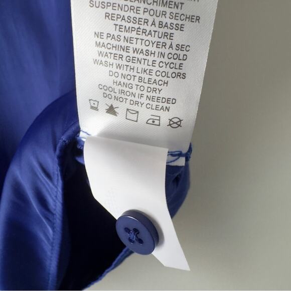 Joie Blue Flutter Sleeve Blouse Tie Front Button down Ruffle V-Neck Solid blue S - Picture 11 of 12